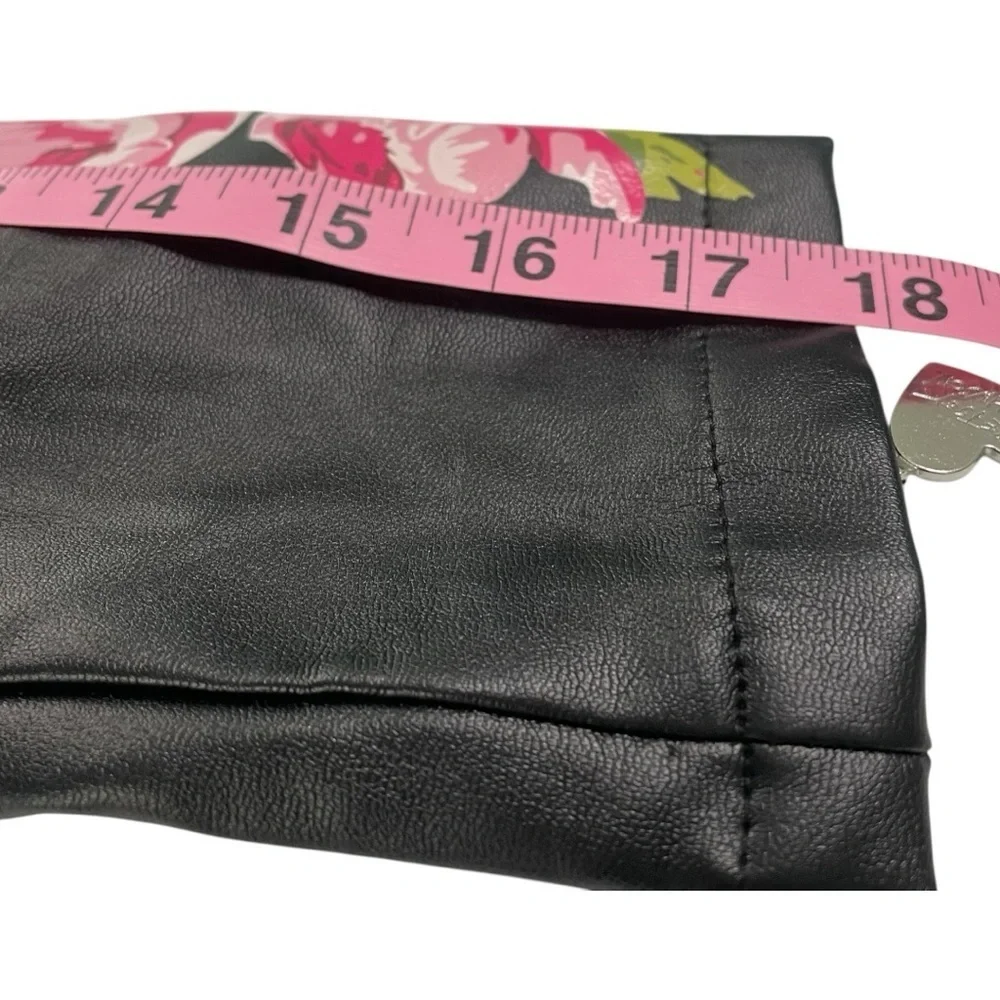 Betsey Johnson EUC Girls size 7/8 adorable faux leather moto jacket fleece lined